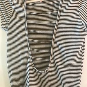 Striped open front ladies top